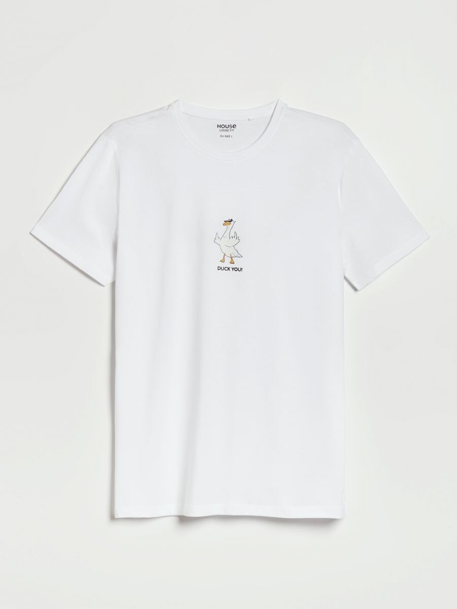 Široka majica boja belo - HOUSE - 175AG-00X