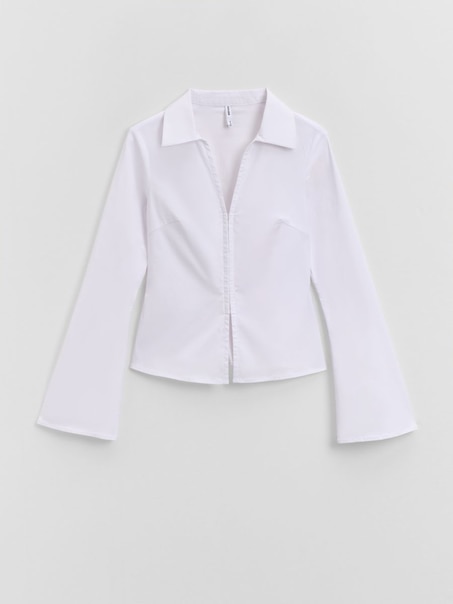 Gorsetowa bluzka z dekoltem w serek biała