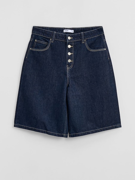 Jeansowe bermudy z guzikami granatowe
