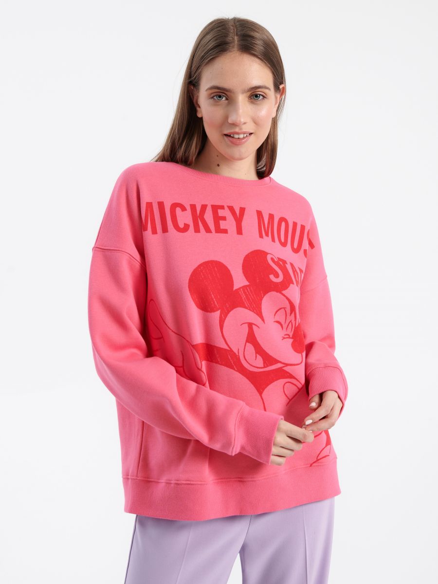 Oversized Sweatshirt mit Print - Cremefarben/Micky Maus - DAMEN