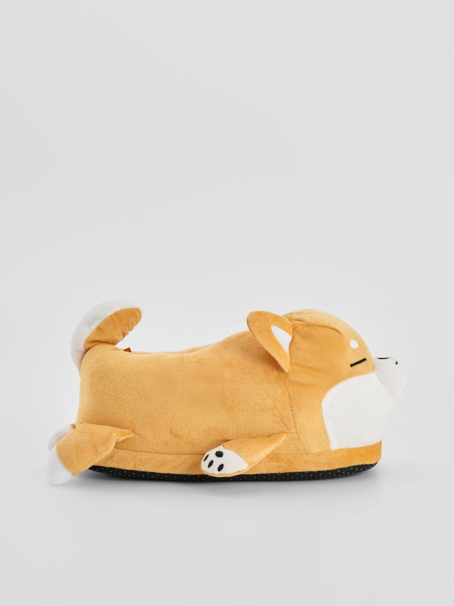 Karmelowe kapcie w kształcie psa shiba - bursztynowy - HOUSE
