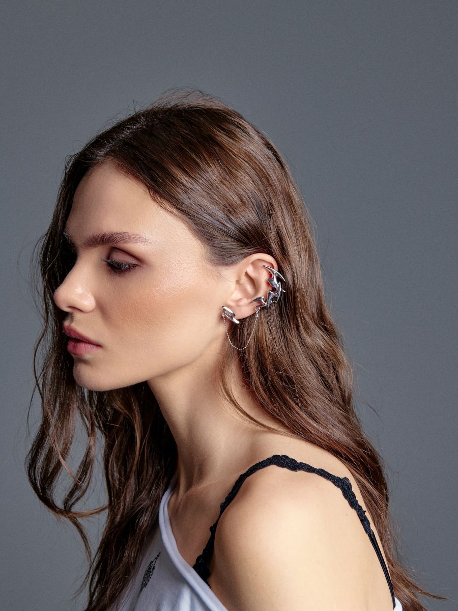 Nausznica w stylu tribal - srebrny - HOUSE