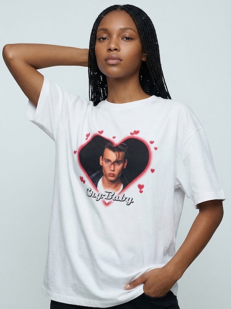 Koszulka UNISEX z nadrukiem Johnny Depp Cry-Baby biała