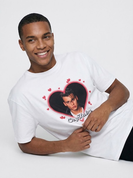 Koszulka UNISEX z nadrukiem Johnny Depp Cry-Baby biała