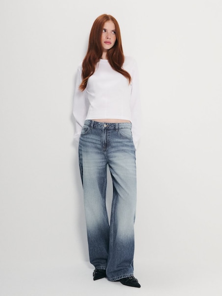 Niebieskie jeansy baggy straight fit