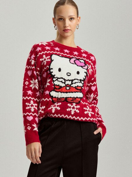 Świąteczny sweter Hello Kitty czerwony