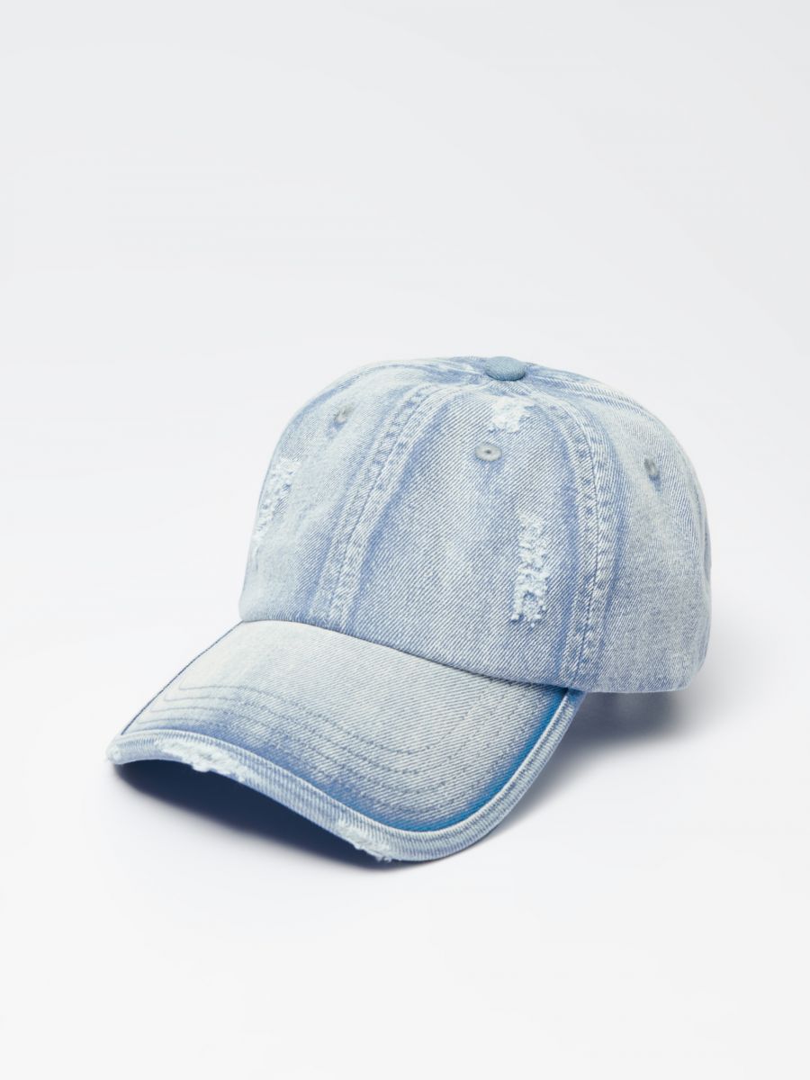Jasnoniebieska czapka z daszkiem z efektem acid wash - jasnoniebieski - HOUSE