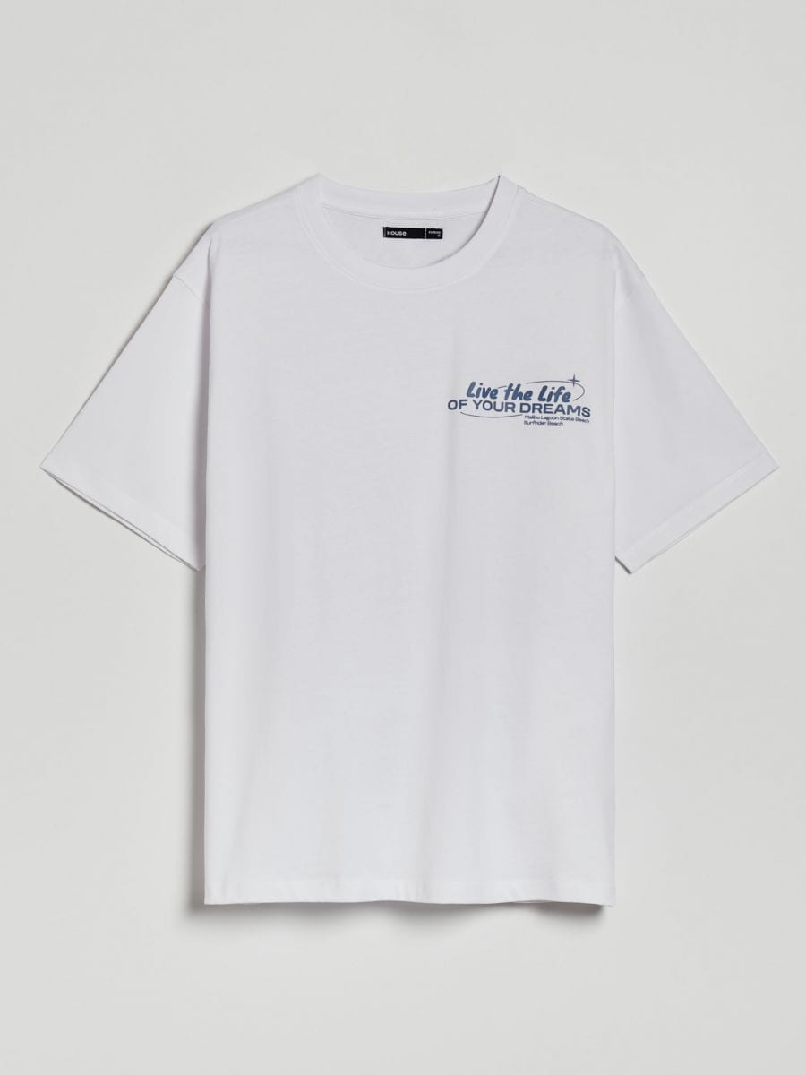 Biała koszulka z nadrukiem z przodu i na plecach - biały - HOUSE