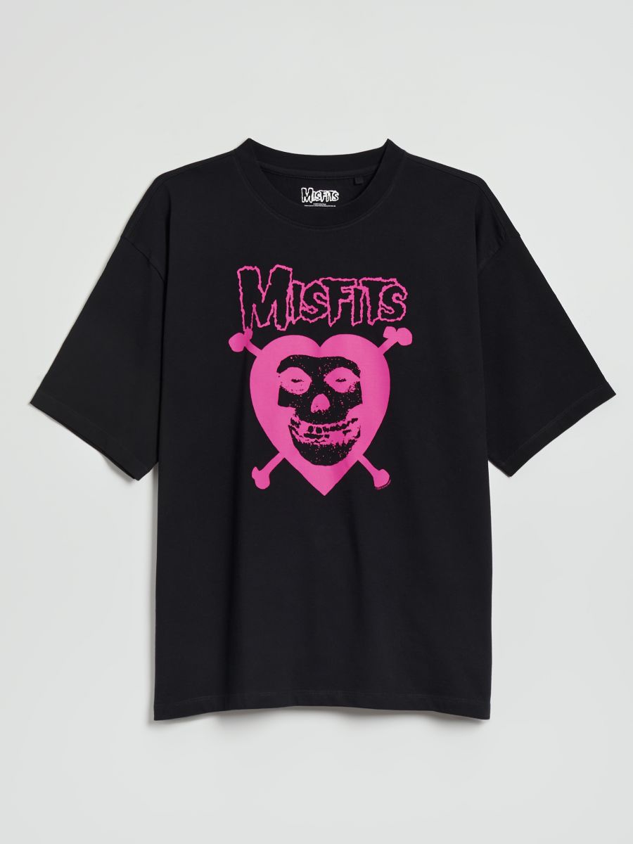 Czarna koszulka z nadrukiem The Misfits - czarny - HOUSE