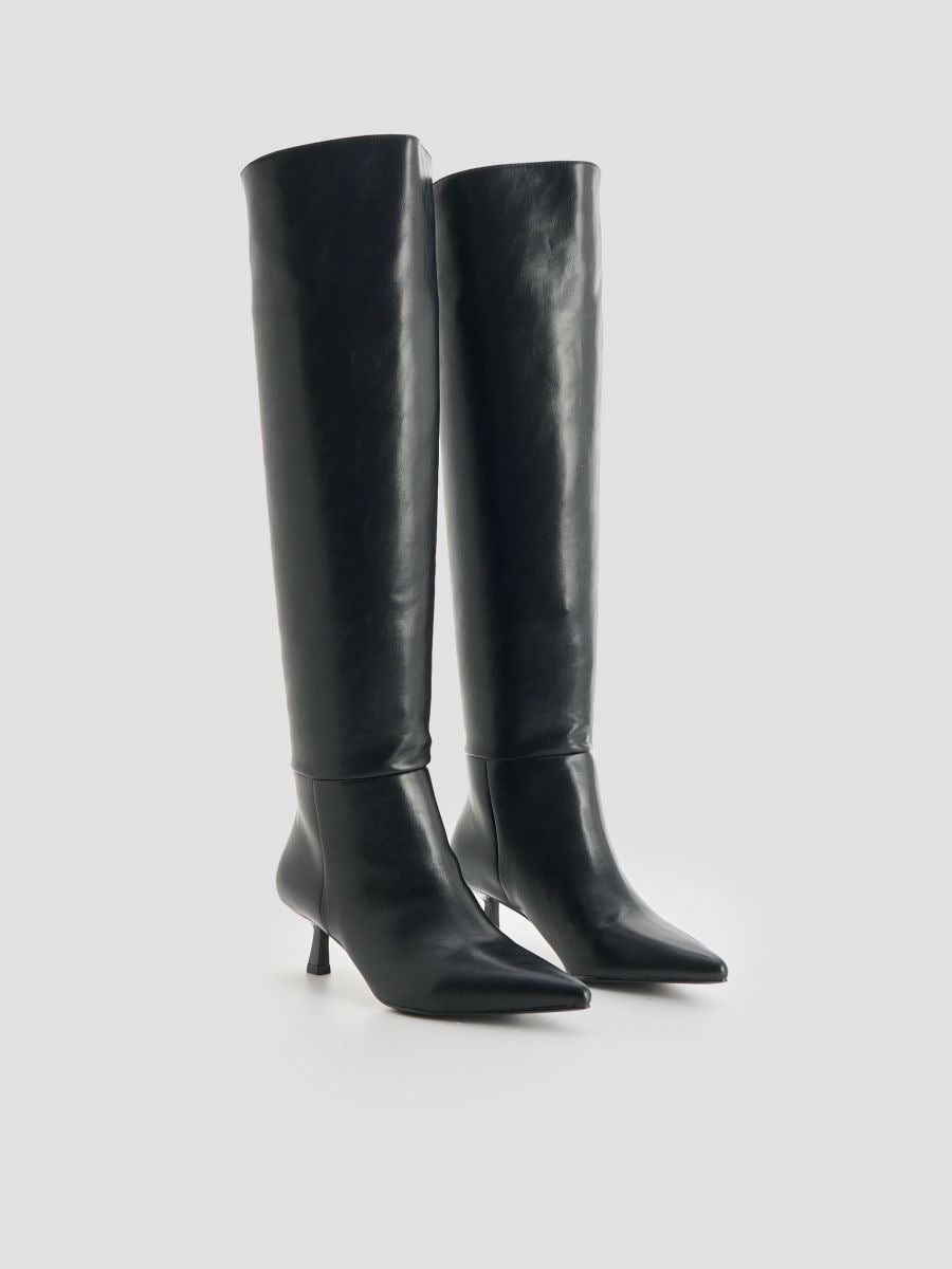 Czarne kozaki na obcasie kitten - HOUSE - 398HB-99X