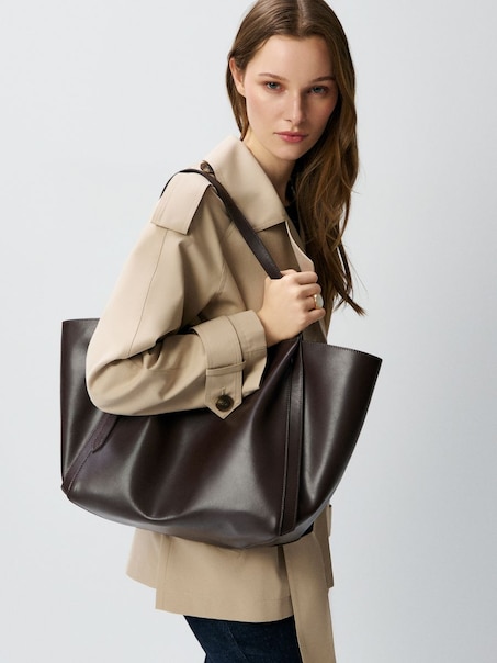 Skórzana torebka shopper brązowa