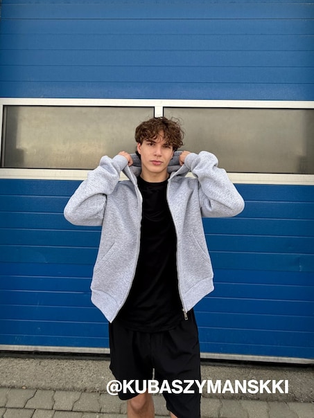 Rozpinana bluza basic z kapturem jasnoszara