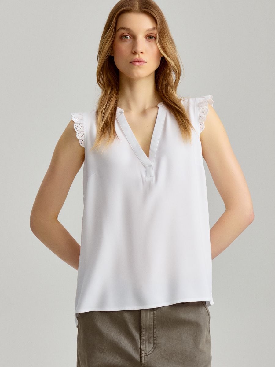 Bluză cu conținut ridicat de viscoză - alb - HOUSE