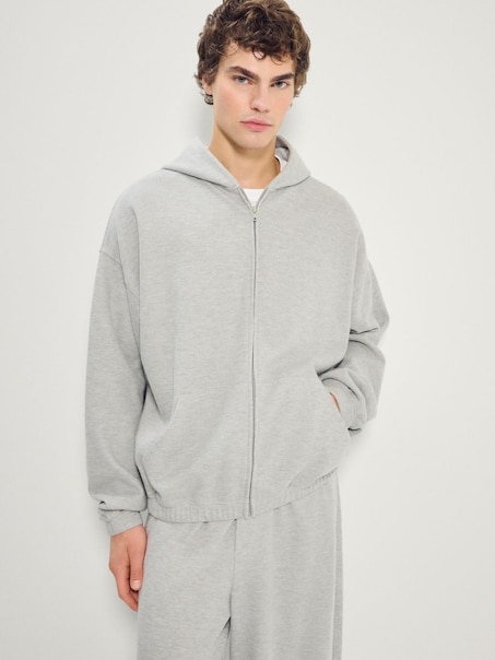 Rozpinana bluza z kapturem jasnoszara