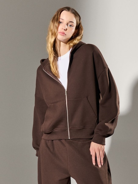 Brązowa rozpinana bluza z grubej dzianiny heavy weight