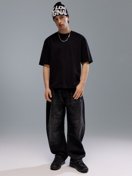 Jeansy barrel fit czarne