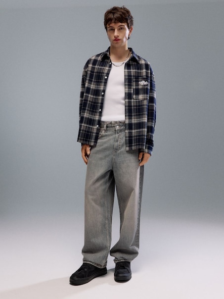 Jasnoszare jeansy baggy loose fit