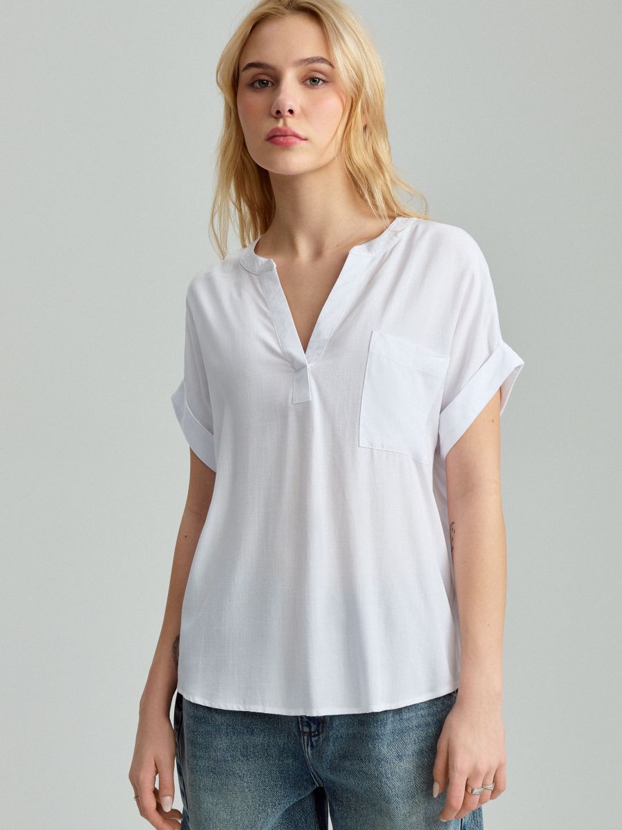 Bluză cu conținut ridicat de viscoză - alb - HOUSE