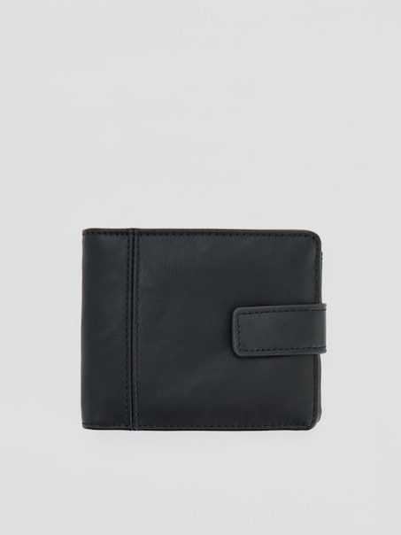 Czarny składany portfel z imitacji skóry