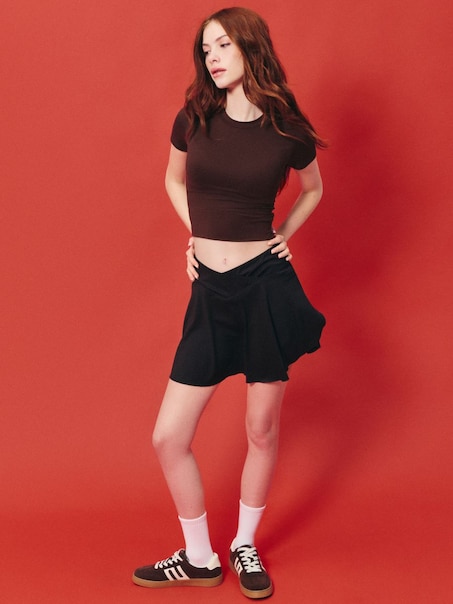 Dzianinowe brązowe spódnico-spodenki ULTRAFLEX z kieszonką