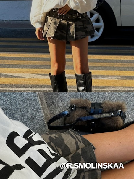 Plisowana spódnica mini we wzór camo ze wszytymi spodenkami