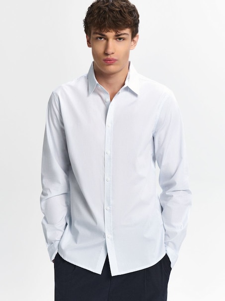 Jasnoniebieska koszula z długim rękawem w drobny wzór