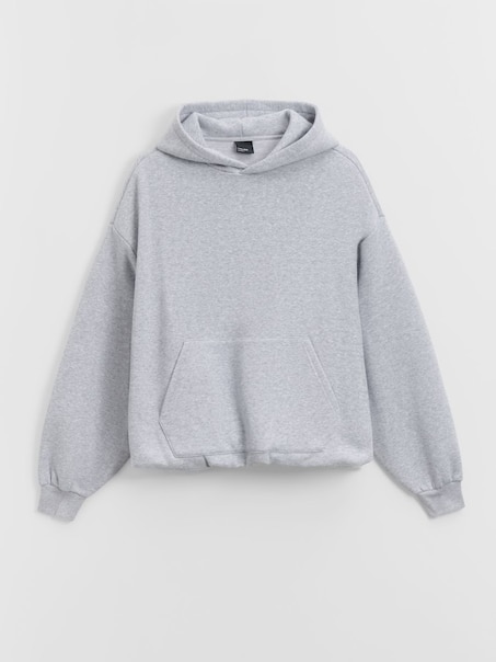 Szara bluza bombka z kapturem basic
