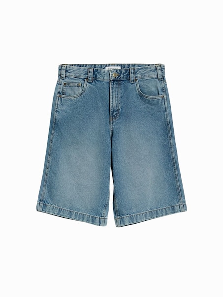 Niebieskie szorty jeansowe baggy z przetarciami