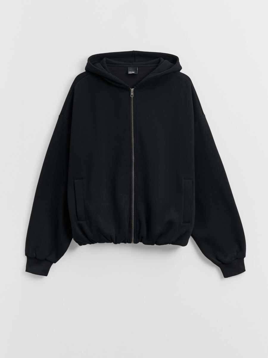 Rozpinanav czarna bluza bombka z kapturem - czarny - HOUSE