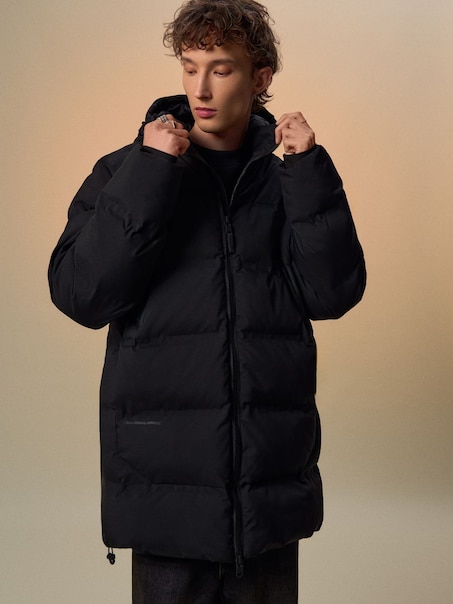 Стьобане пальто з каптуром