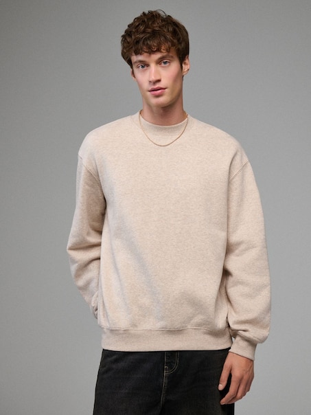 Beżowa bluza crewneck regular fit basic