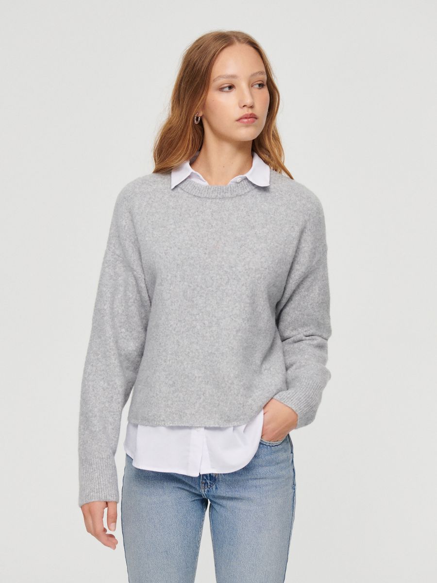 Maglione largo Colore grigio chiaro - HOUSE - 6885W-09M