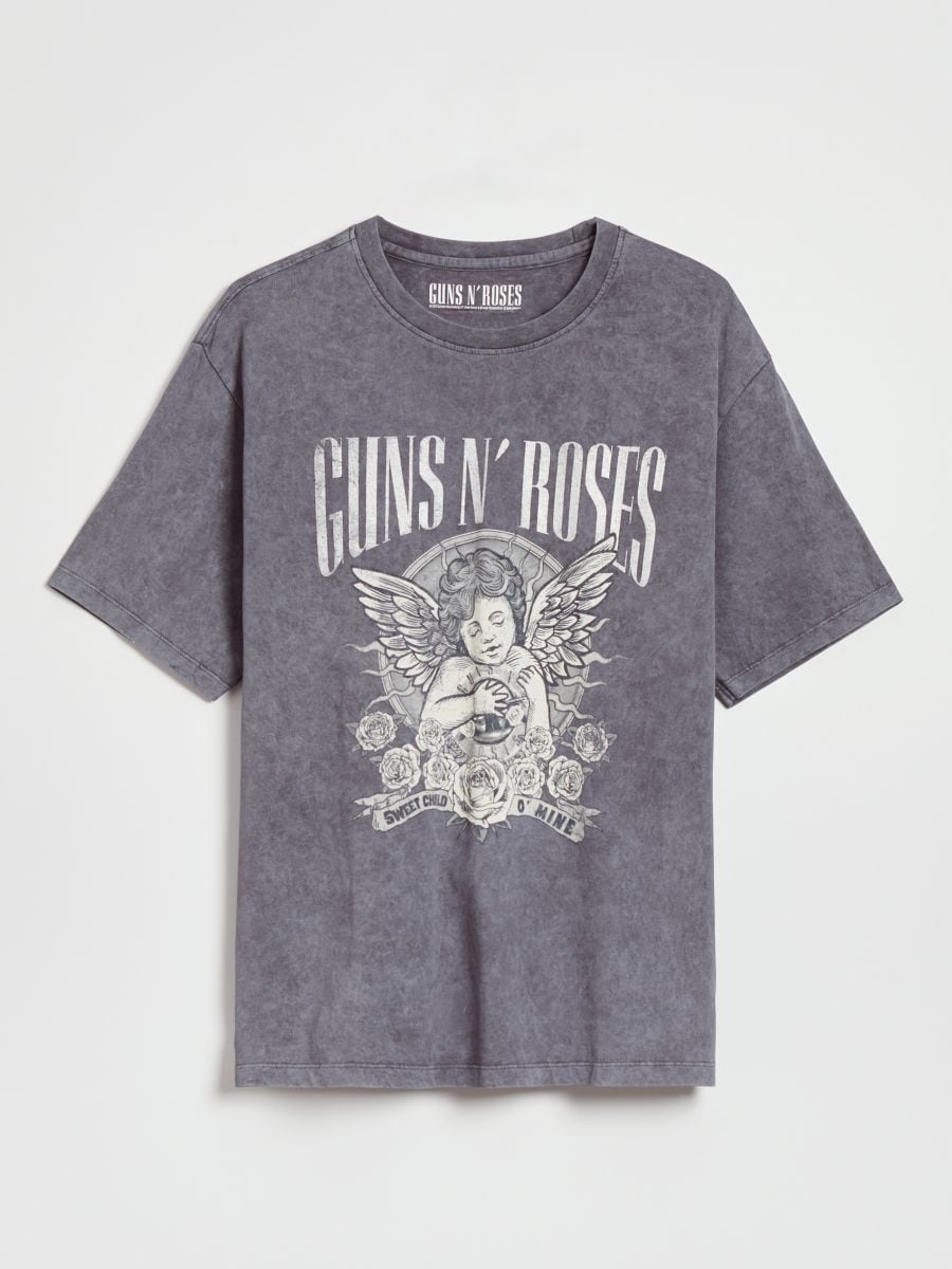Grafitowa koszulka z nadrukiem Guns N’ Roses - ciemnoszary - HOUSE