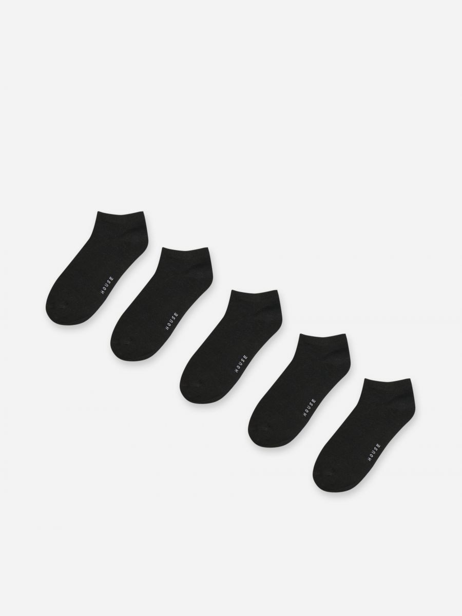 pago Perdido Fiel Pack de 5 pares de calcetines cortos negros de algodón orgánico, HOUSE,  7081P-99X
