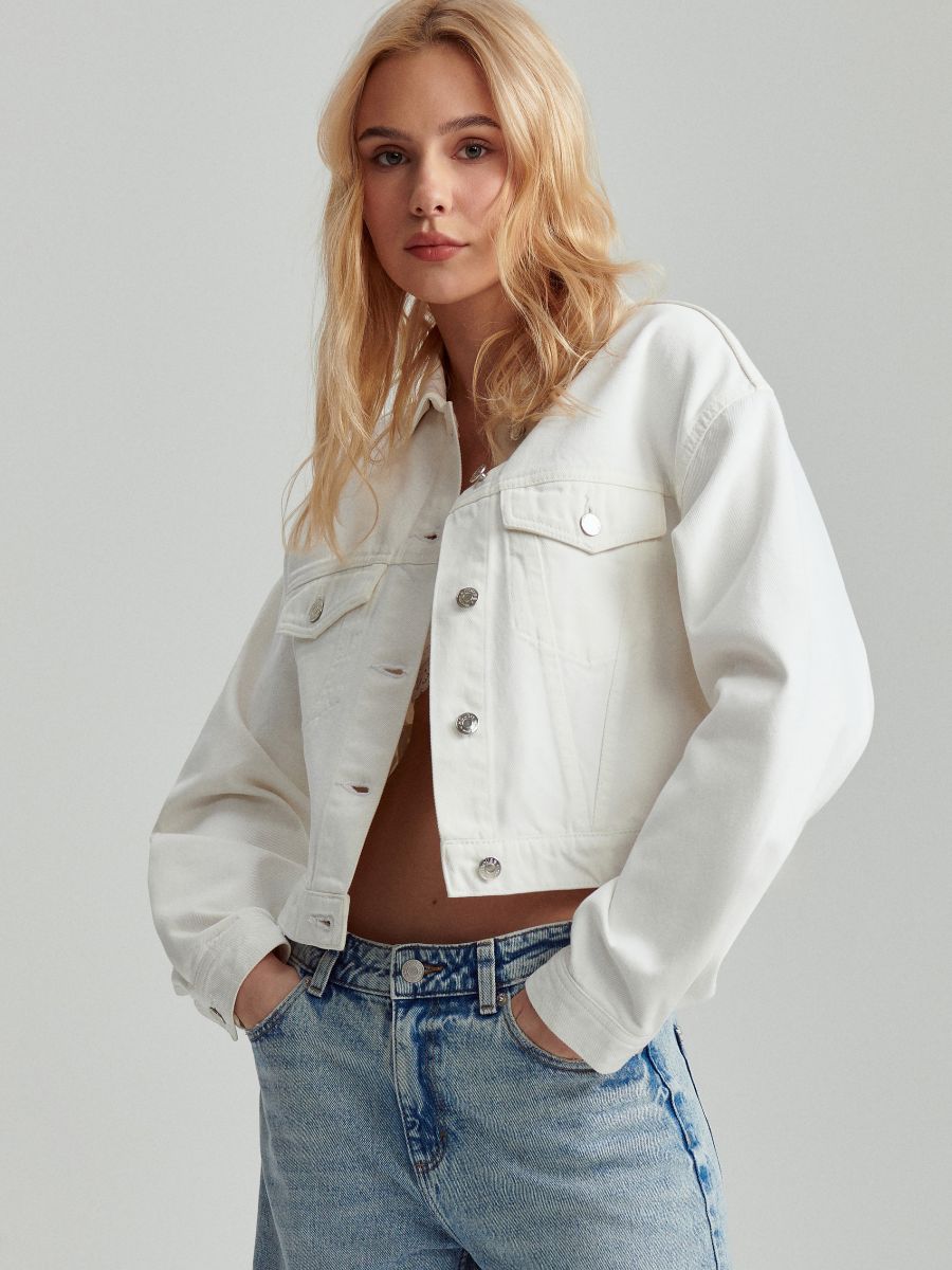 Biała kurtka jeansowa regular fit - biały - HOUSE