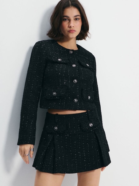 Pudełkowa marynarka z guzikami czarna