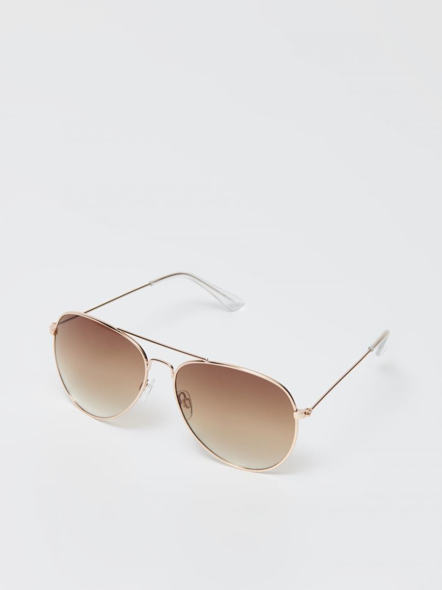 Okulary przeciwsłoneczne awiatorki z przyciemnianymi szkłami - brązowy - HOUSE