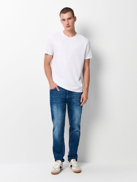 Granatowe jeansy slim fit z bardzo rozciągliwej tkaniny