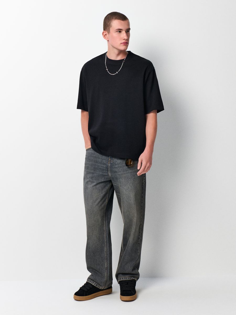 Grafitowe jeansy baggy loose fit - szary - HOUSE