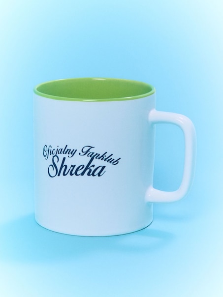 Biały kubek z nadrukiem Shrek x Włodi4444