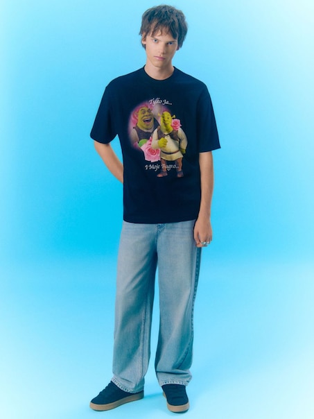 Czarna koszulka z nadrukiem Shrek x Włodi4444