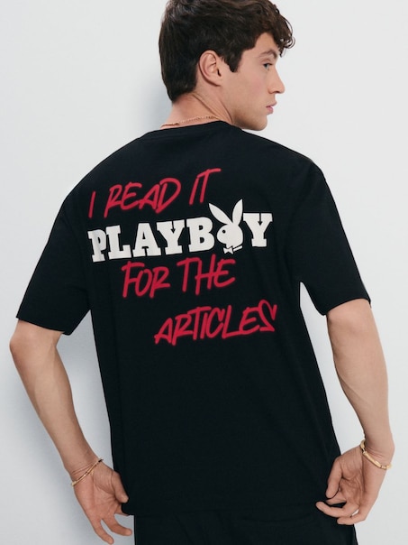 Czarna koszulka z nadrukiem Playboy