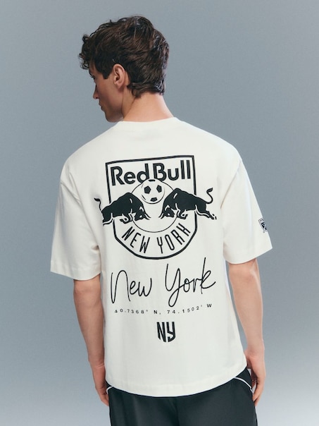 Kremowa koszulka z nadrukiem Red Bulls Major League Soccer
