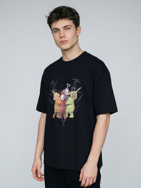 Czarna koszulka UNISEX z nadrukiem Teletubbies