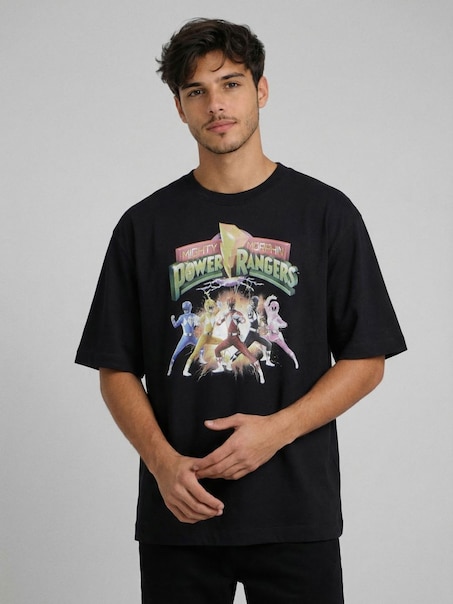 Czarna koszulka UNISEX z nadrukiem Power Rangers