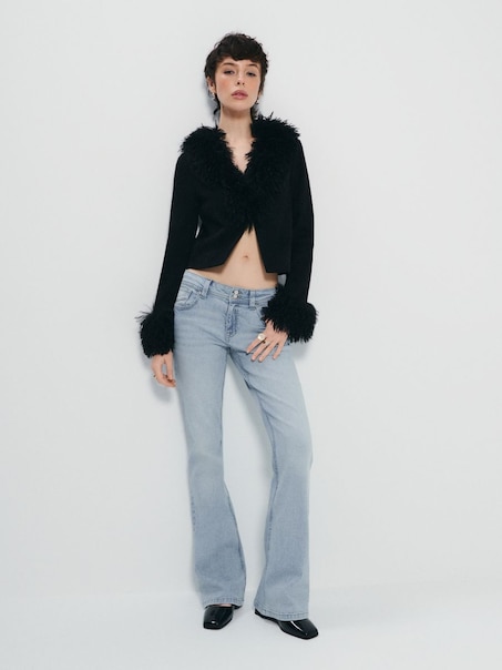 Niebieskie jeansy dzwony bootcut low waist z kryształkami na kieszeniach Y2K