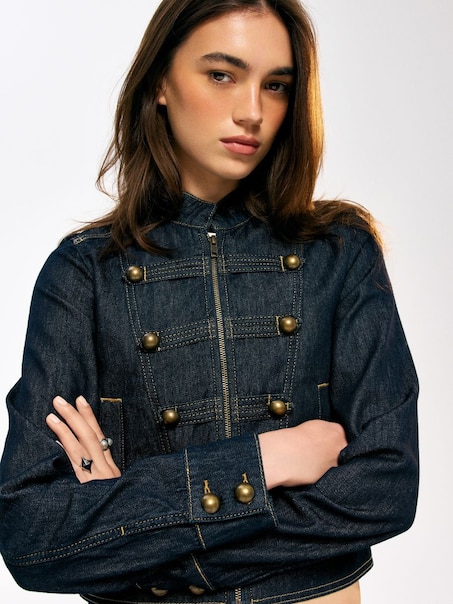Jeansowa kurtka typu napoleon jacket granatowa