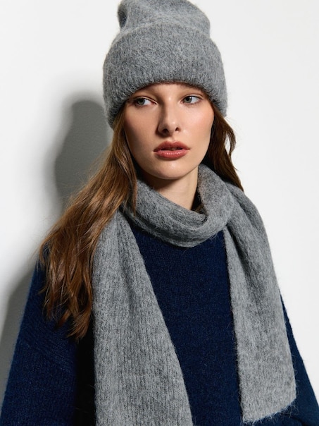 Szara czapka beanie z domieszką wełny i alpaki
