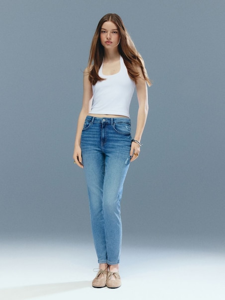Jasnoniebieskie jeansy skinny fit z wysokim stanem