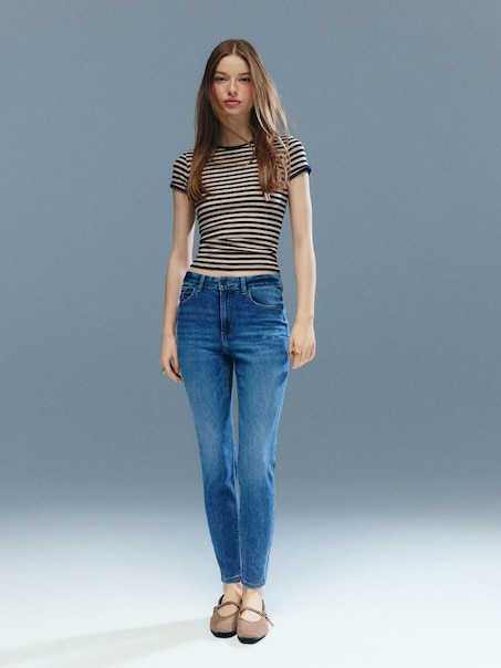 Niebieskie jeansy skinny fit z wysokim stanem